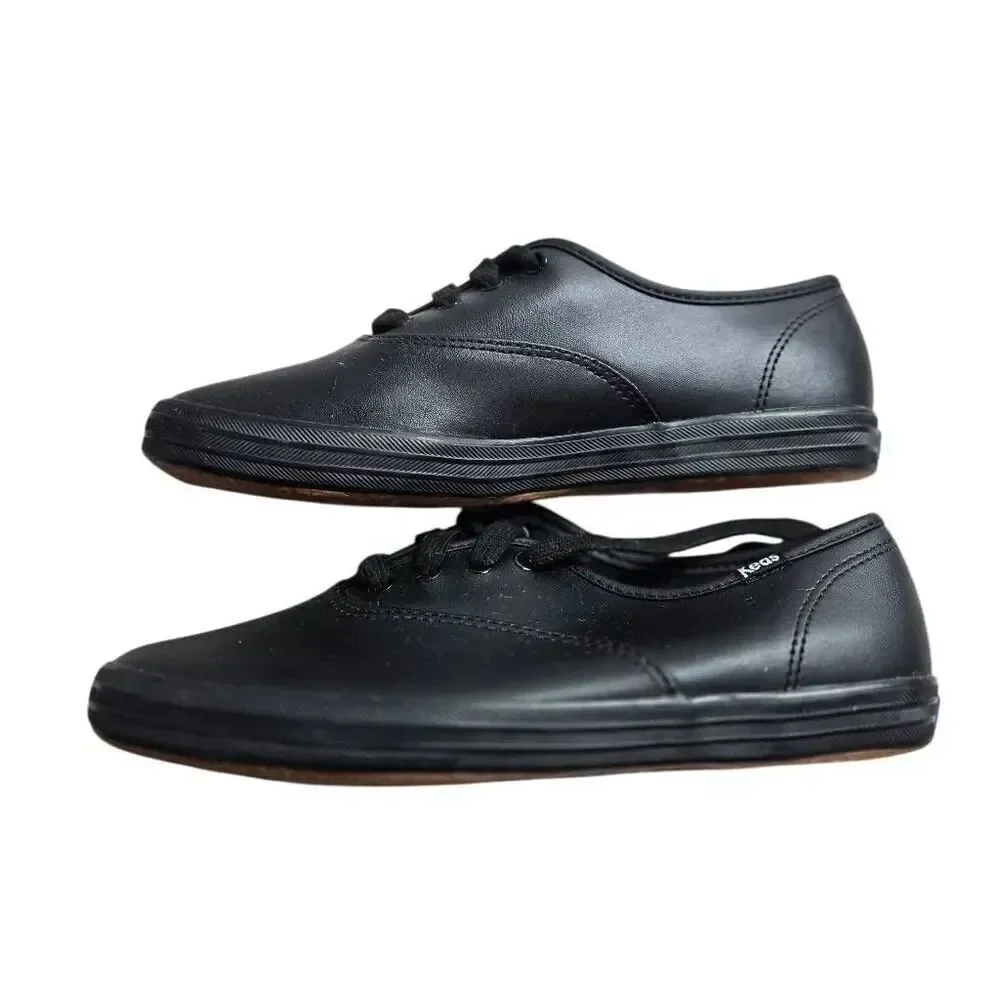 Keds Champion Originals Leather Lace Up Sneakers Black KY41015E, size 4